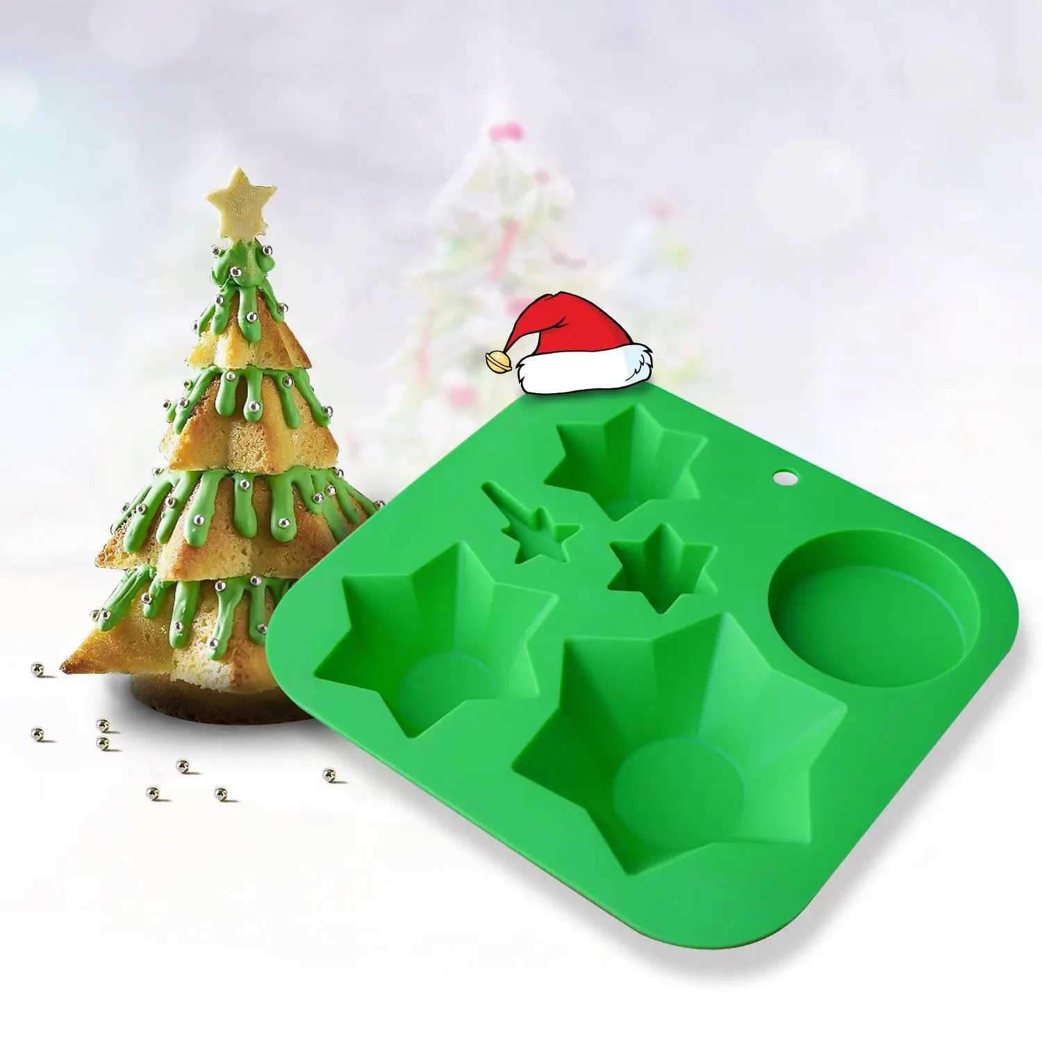 3D DIY Christmas Tree Shape Silicone Mold Food Grade silicone Material Cake Chocolate Soap Splicing Stack Tray