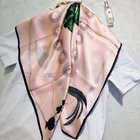 Satin Scarf Popular Lady Shawl Stoles Satin Polyester Pink Chain Print Custom Women Silk Scarf