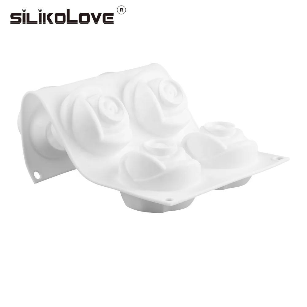 Silicone rose 6 cavity baking cake mousse mould for flower shape dessert pastry mousse decorating bakeware accessories
