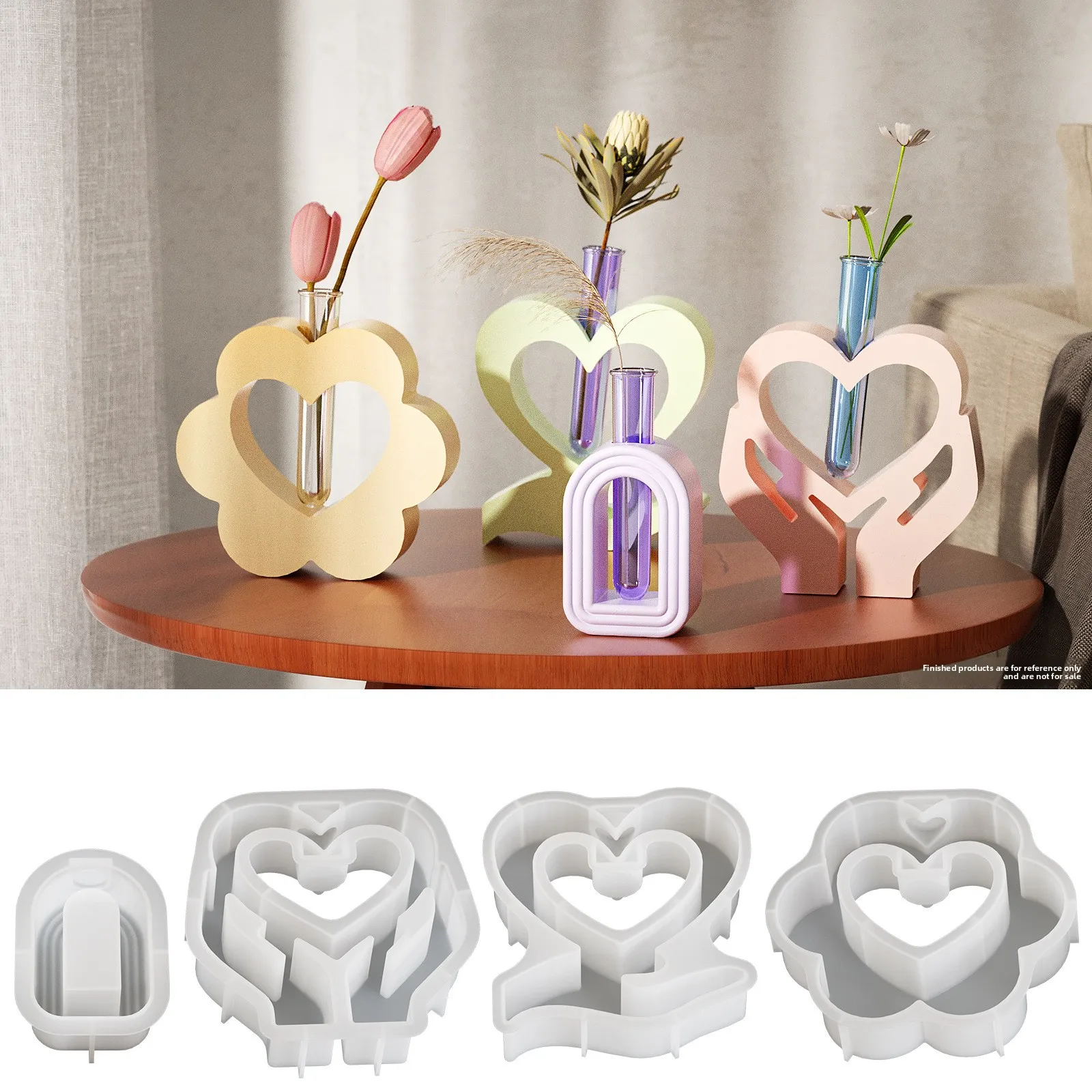 Resin Silicone Mold, Heart/Flower/Hand Shaped Vase DIY Mould, Food-Grade Silicone Tool for Epoxy Resin Craft & Home Decor factory