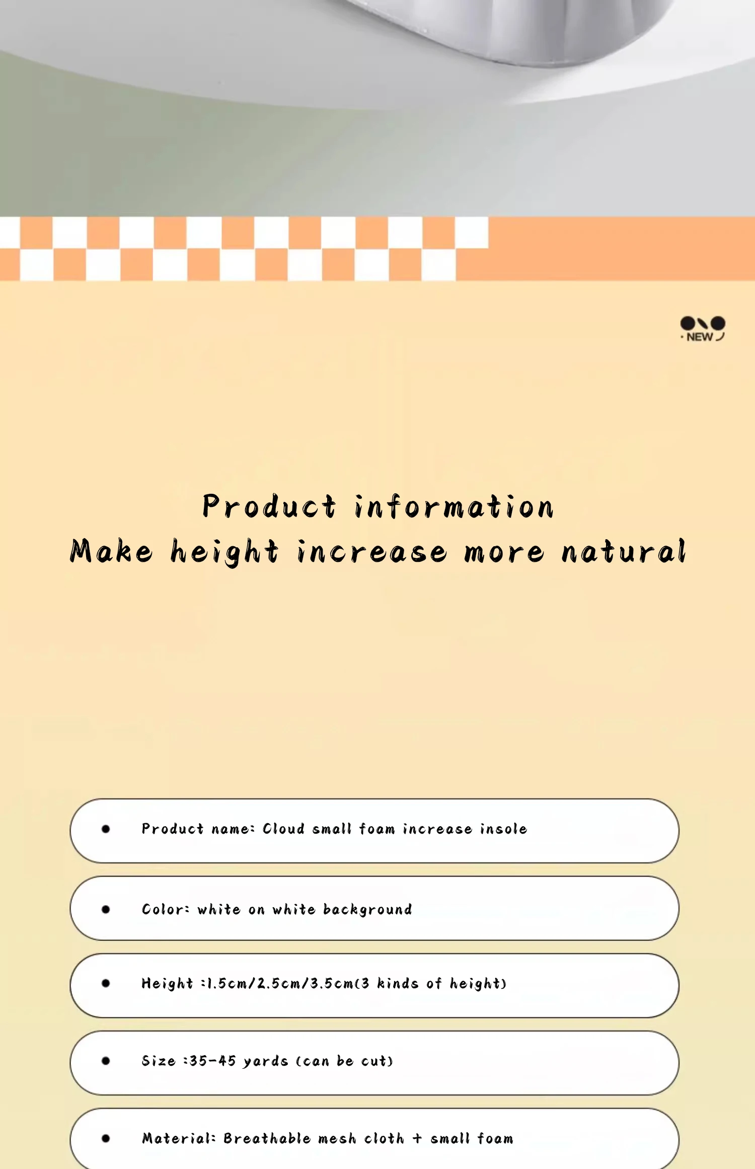 Cloud Feel Foam Height Increasing Insoles For Sports Shoes Cloud Feel Foam Height Increasing Insoles For Sports Shoes