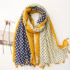 Cotton Cotton Scarf Cotton Contrasting Color Cotton And Linen Shawl Dual-use Long Seaside Scarf