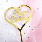 Excellent Pretty Good Environmental Friendly Acrylic Heart Shape Mothers Day Mini Gold Cake Topper