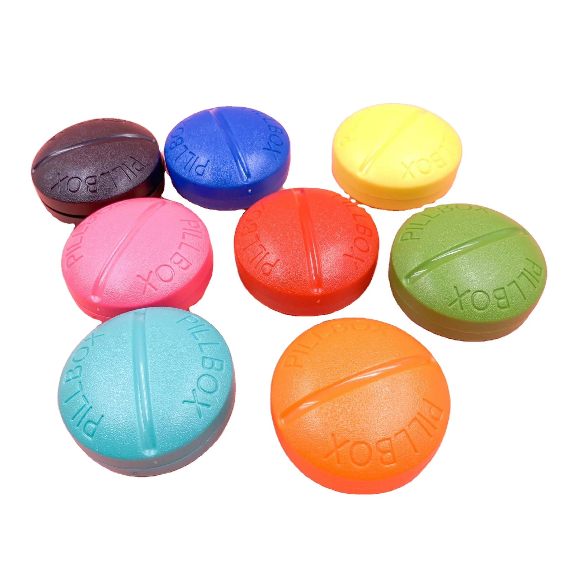 Customize logo mini Pill storage cases organizer portable Round shape 4 grids weekly pill box