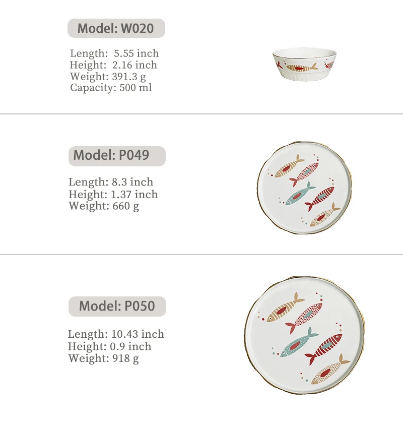 18 PCS Customized Animal Pattern Porcelain Dinnerware Set Ceramic Plates and Bowls for Salad and Soup Serving supplier