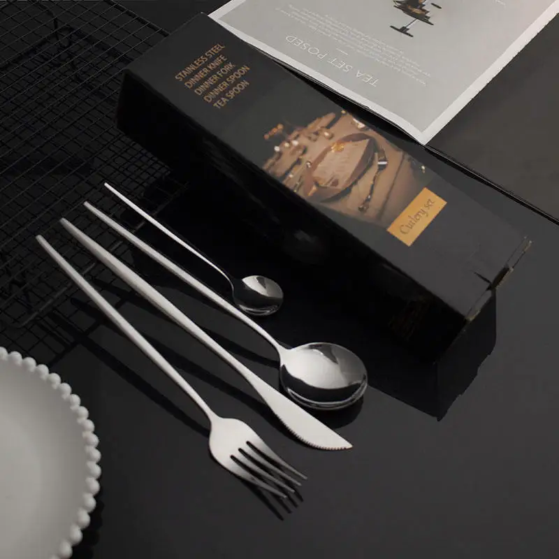 Mirror Polish Stainless Steel 24pcs Cutlery Set Spoon Fork Knife Flatware Set Gift Box