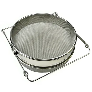 Bee equipment beekeeping tools stainless steel double sieve honey strainer filter with adjustable handles