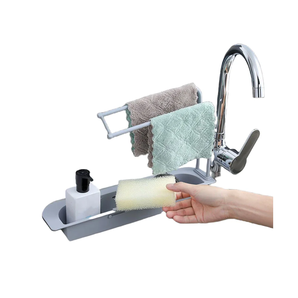 Plastic Faucet Sink Organizer Detachable Hanging Drain Rack For Kitchen