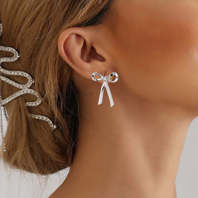 High Quality Bow Knot 925 Sterling Silver 18k Gold and Silver Pendant Earrings Women Luxury