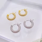 Earrings Huggies Full Drill Small Hoop Earrings Micro Set 18K Gold Plated Huggies Earrings