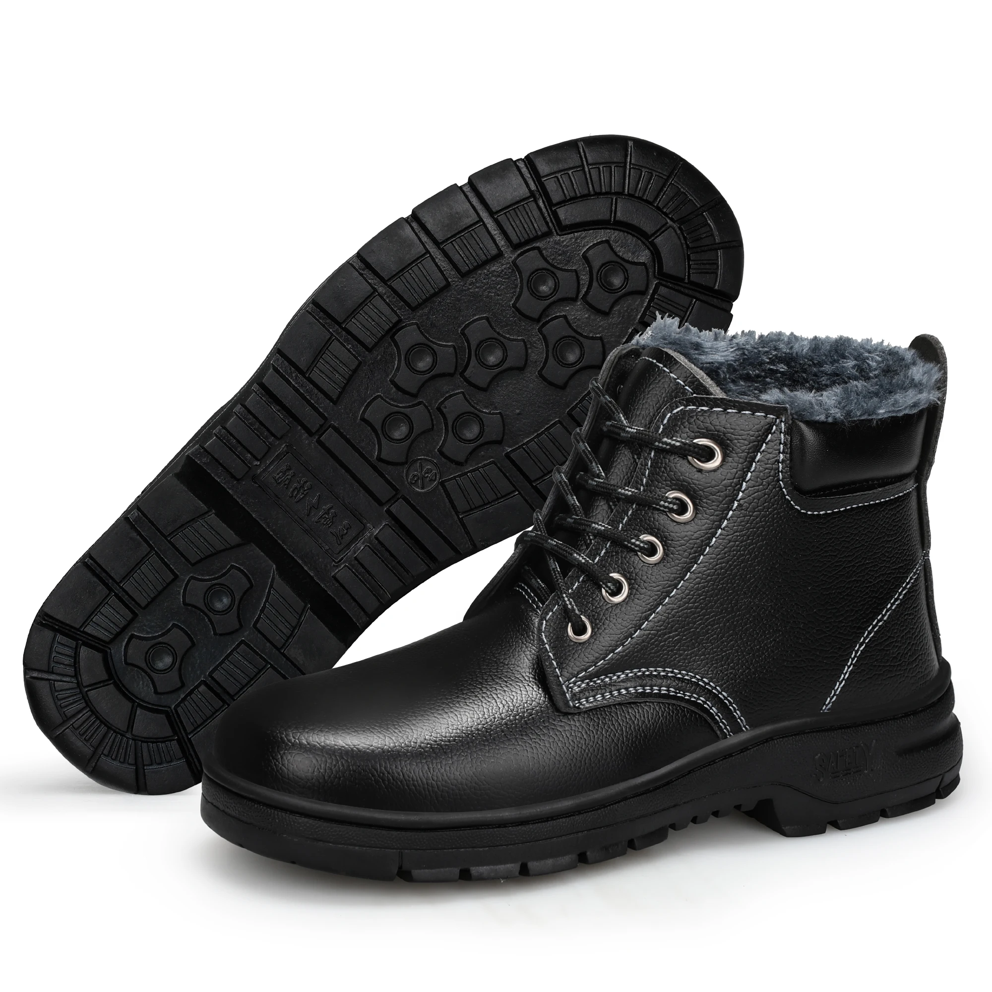 warm black work boots