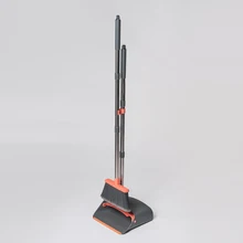 Long Handle Broom Set with Upright Standing Dustpan Home Cleaning Supplies Self-Cleaning with Dustpan Teeth Broom and Dustpan