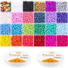 19.5x13.7x5.3cm 7200 Pcs Hot Selling Mini Glass Rainbow Beads Pony Seed Beads For Jewelry Making
