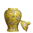 Chinese Decoration New Chinese Style Famille Rose Yellow Porcelain Ginger Jars For Home Decor