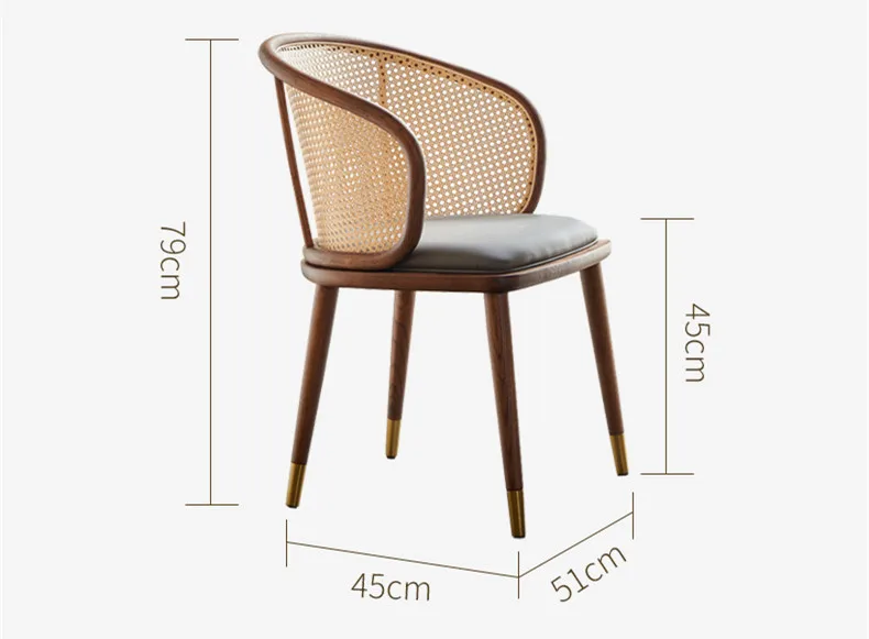 Dreamhause Nordic Solid Wood Rattan High Back Chair Balcony Hotel