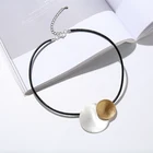 Leather Necklace Mixed Metal Mocha Leather Necklace