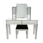 Furniture HOMEMORE Modern European Vanity Design Bedroom Silver Color Bad Room Furniture Modern Make Up Table