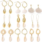 Shell Earrings Shell Earrings H P Boho Alloy Natural Shell Conch Earrings Women's Geometric Dangle Drop Seashell Earrings