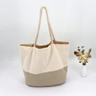 Plain Canvas Tote Bag Plain Jute Hemp And Portable Eco Friendly Recylce Cotton Canvas Tote Shopping Carry Bag With Rope
