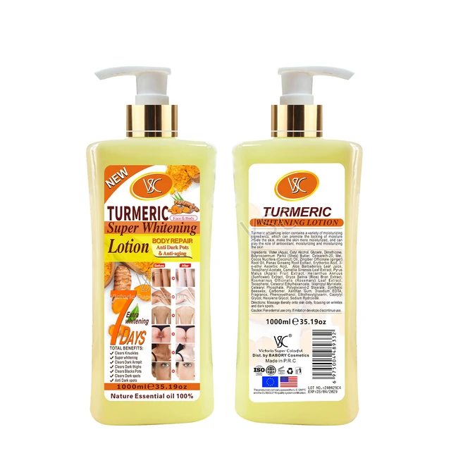 Shea Butter turmeric Whitening Dark Spots Removal Body Lotion Private Label Natural Customized For Women Dark Skin