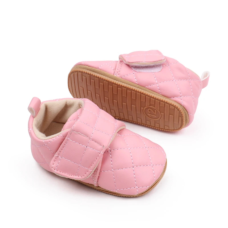 Spring and Autumn Solid Color Diamond Lattice Soft Sole Non-slip Baby Walking Shoes for Girls factory