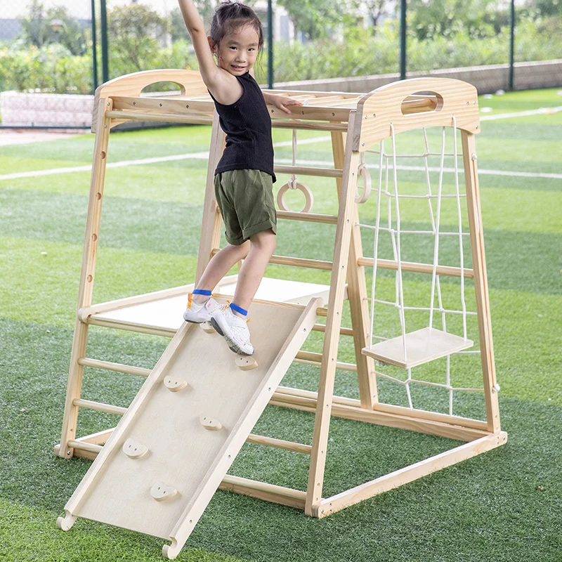 Jeux de plein air de petite taille pour enfants, cadre d'escalade en bois, aire de jeux intérieure, fabrication d'équipement de terrain de jeu Dreieck