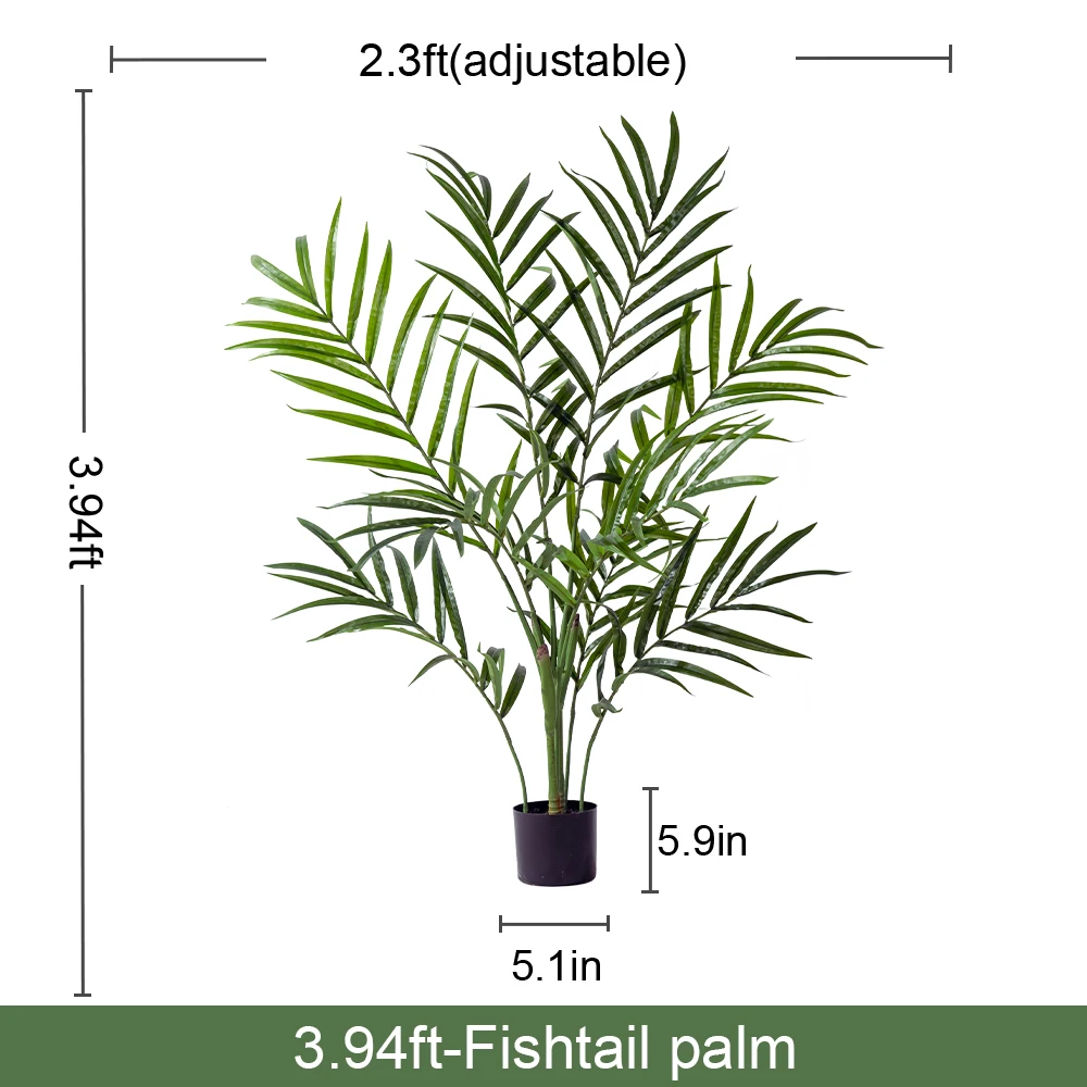 Greenery Simulated Fishtail Palm Artificial Indoor/Outdoor PE Plastic Home Decor with Branch Pot for Living Room Decorations manufacture
