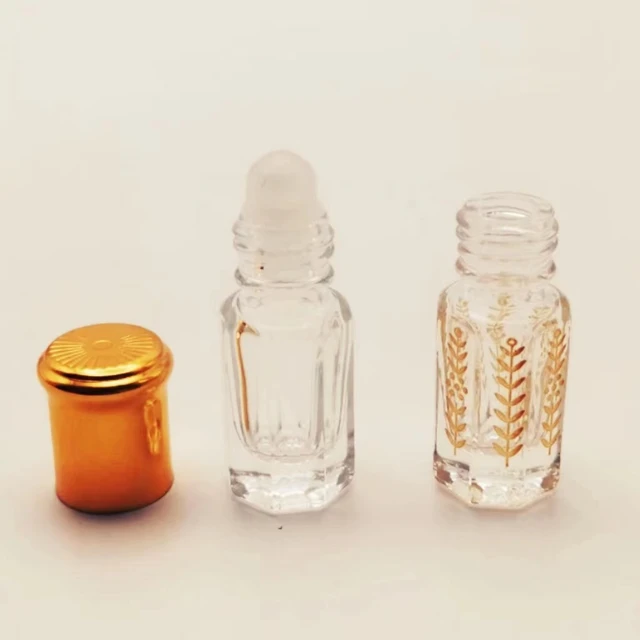 Hongyuan 3ML/6ML/12ML Octangle attar bottles For oil and cosmetic Packaging diamond