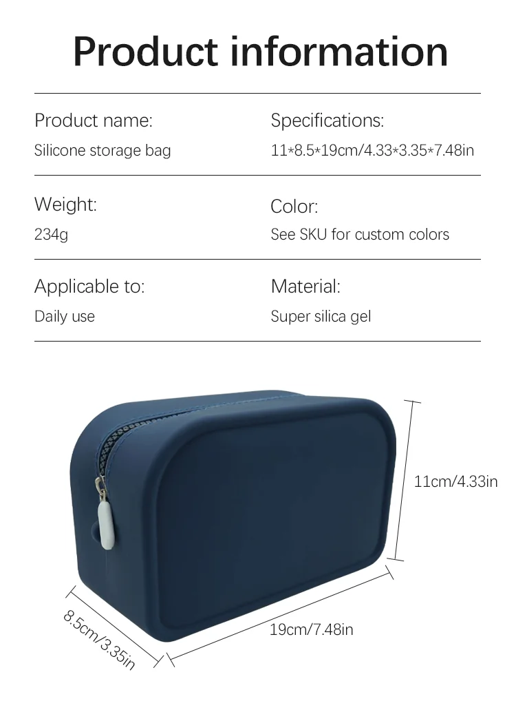 Latest Custom-Made Logo Washable Silicone Cosmetic Toiletry Brush Pouch Storage Zipper Toiletry Coin Purse Bag details