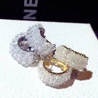 Clip On Beads Real 18k Gold Plated Wide Cluster Crystal Clip On Earrings Crystal Beads Hoop Earrings