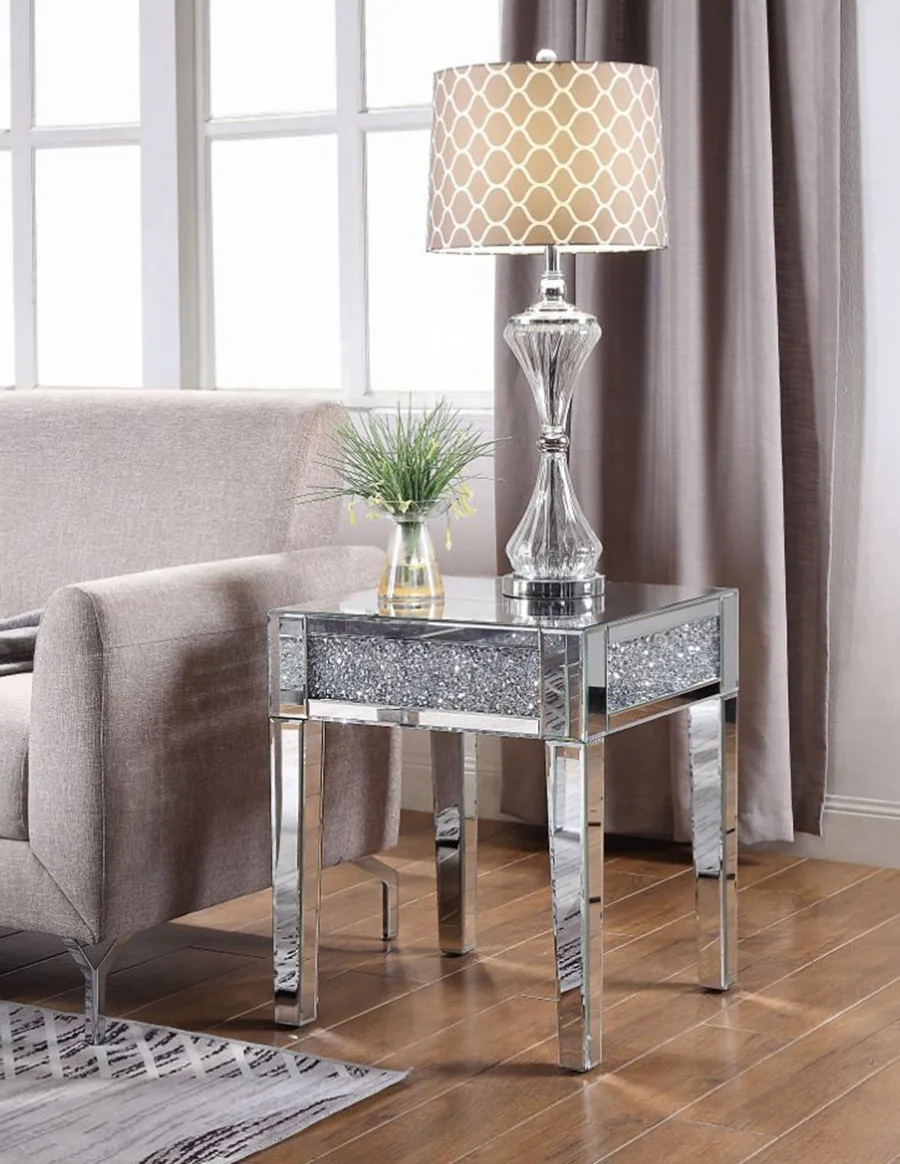 glass mirror lamp table