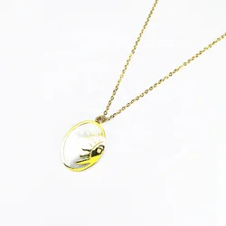 Latest 18K Gold Plated Stainless Steel Jewelry Oval Shell Eye Design Pendant Punk Accessories Necklaces P223339