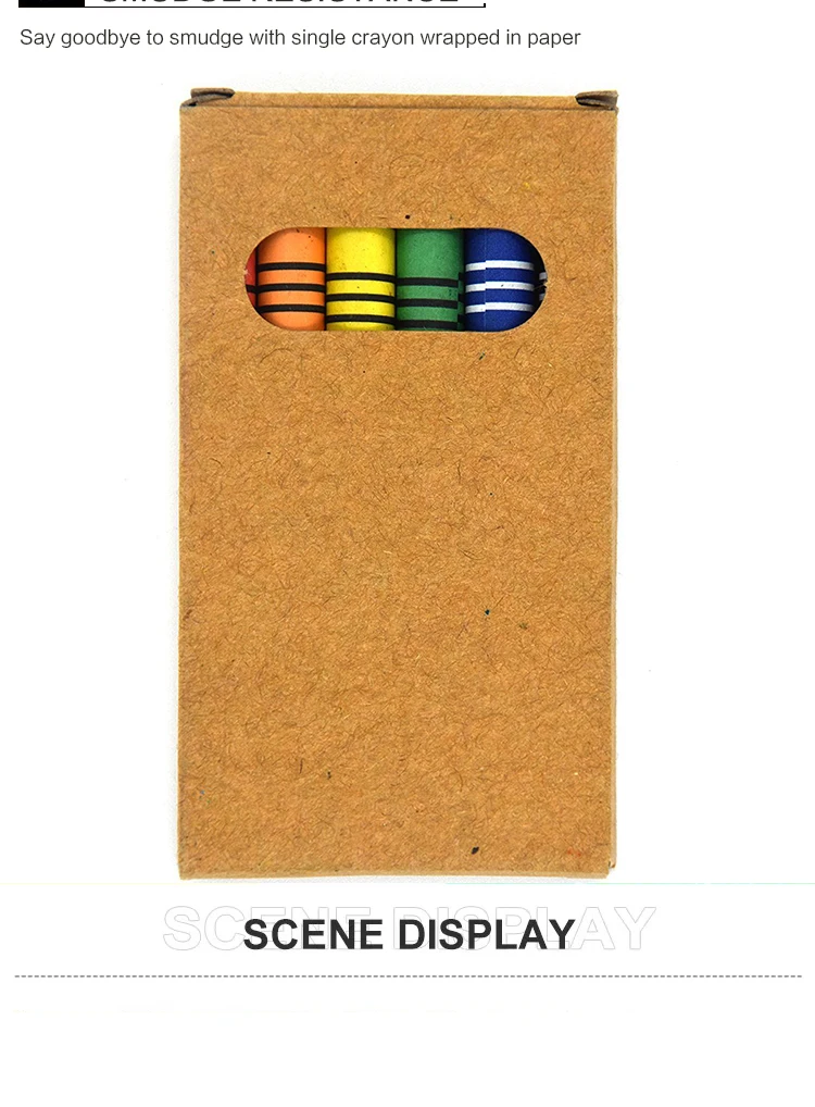 High Quality Non-Toxic Bright Color Wax Crayon  Box Set 6 Color Kids Drawing Crayons 8/12 Wholesale Crayons