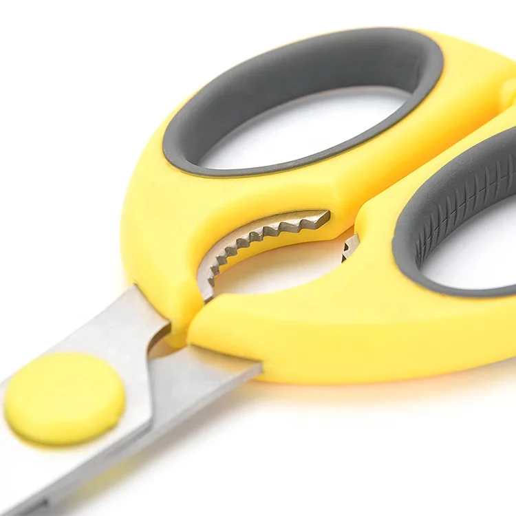 Novelty 8 Inch Yellow Soft Grip Handle Kitchen Scissors Food Grade Stainless Steel Kitchen Shears
