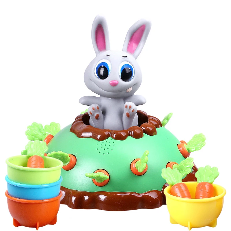 Interactive board game pulling radish plastic animal rabbit toy for kids