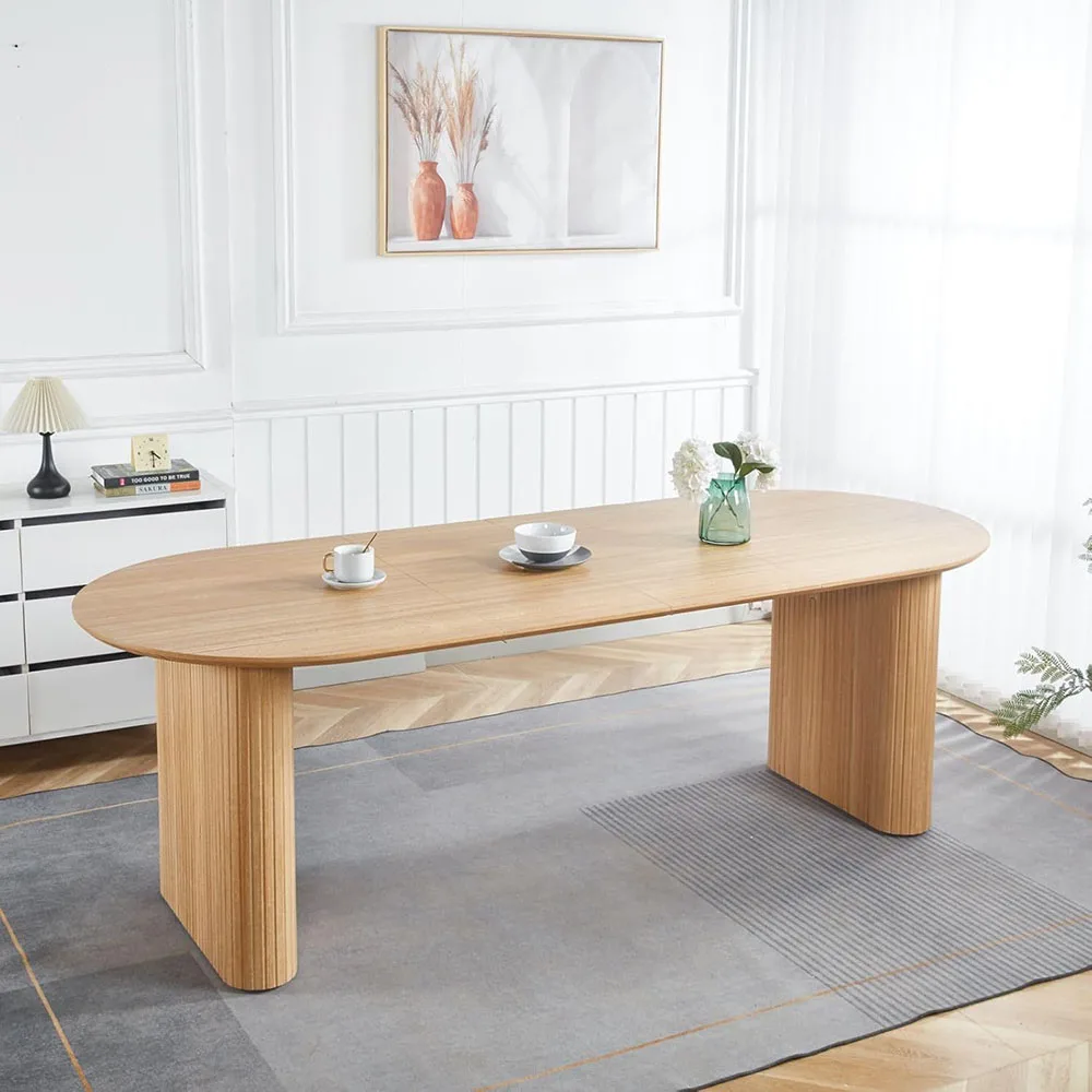 Modern Kitchen Oval Dining Table for 4-6 Extendable with Removable Leaves Space Saving  for Dining Room details