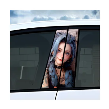 Custom-designed car window pillar stickers 3D personalized car stickers cartoon and anime beauty decorative stickers (for cars)