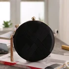 Satin Evening Bags With Beautiful Round Women Wedding Purse Satin Evening Clutch Bags With Tassel Pendant