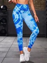 Hot selling tie dyed yoga pants sports high waist and hip lifting tight fitness pants women's fitness clothes