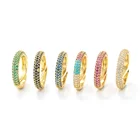 Jewelry Gemnel Luxury Women Jewelry Rainbow Eternity Pave Diamond Dome Engagement Ring