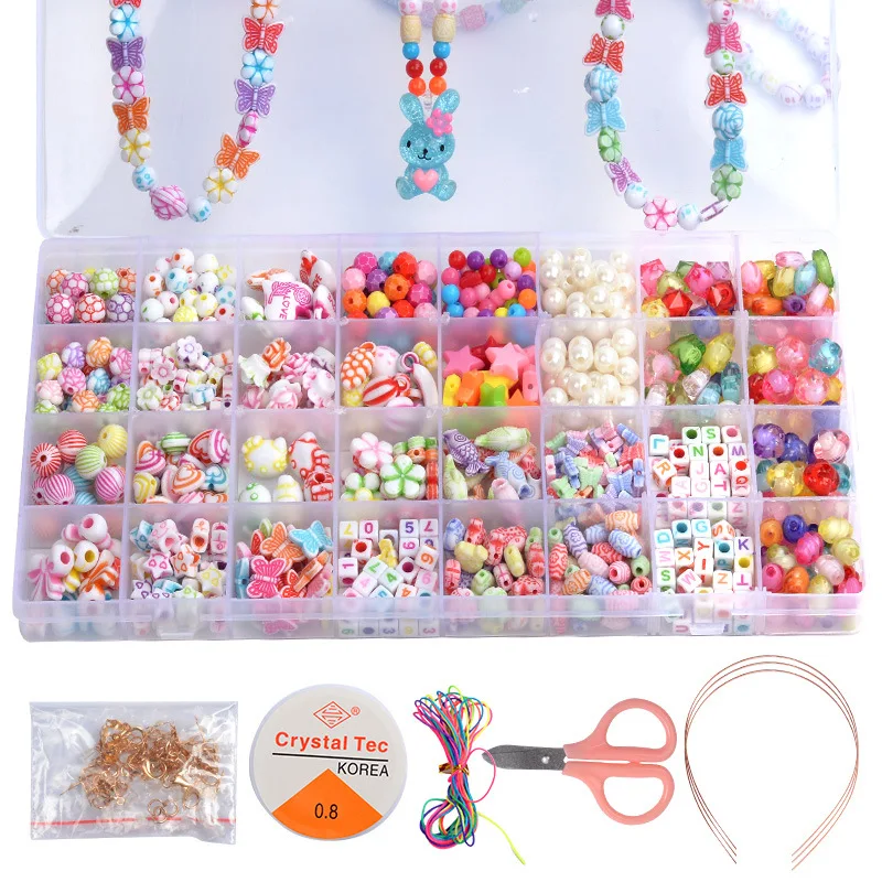 Wholesale 32 Grid Diy Children's Beads Toys Handmade Beads Bracelet Puzzle Girl Toy Beading Kit