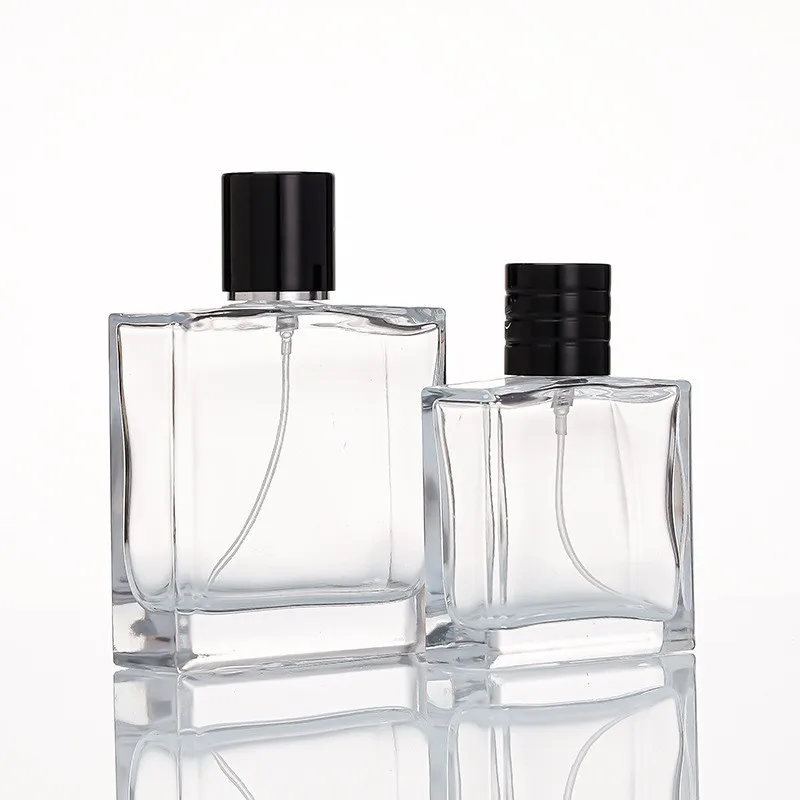 Free Sample 30ml 50ml Premium Gradient Blue Flat Square Spray Glass empty  Perfume Bottle with box