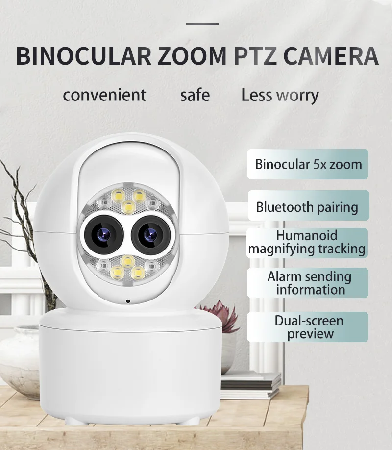 5X zoom ICsee Indoor 4MP PTZ Network Camera cctv Dual Lens 5x Zoom Wireless Baby IP Cameras Wifi 5X zoom Dual Lens Baby camera