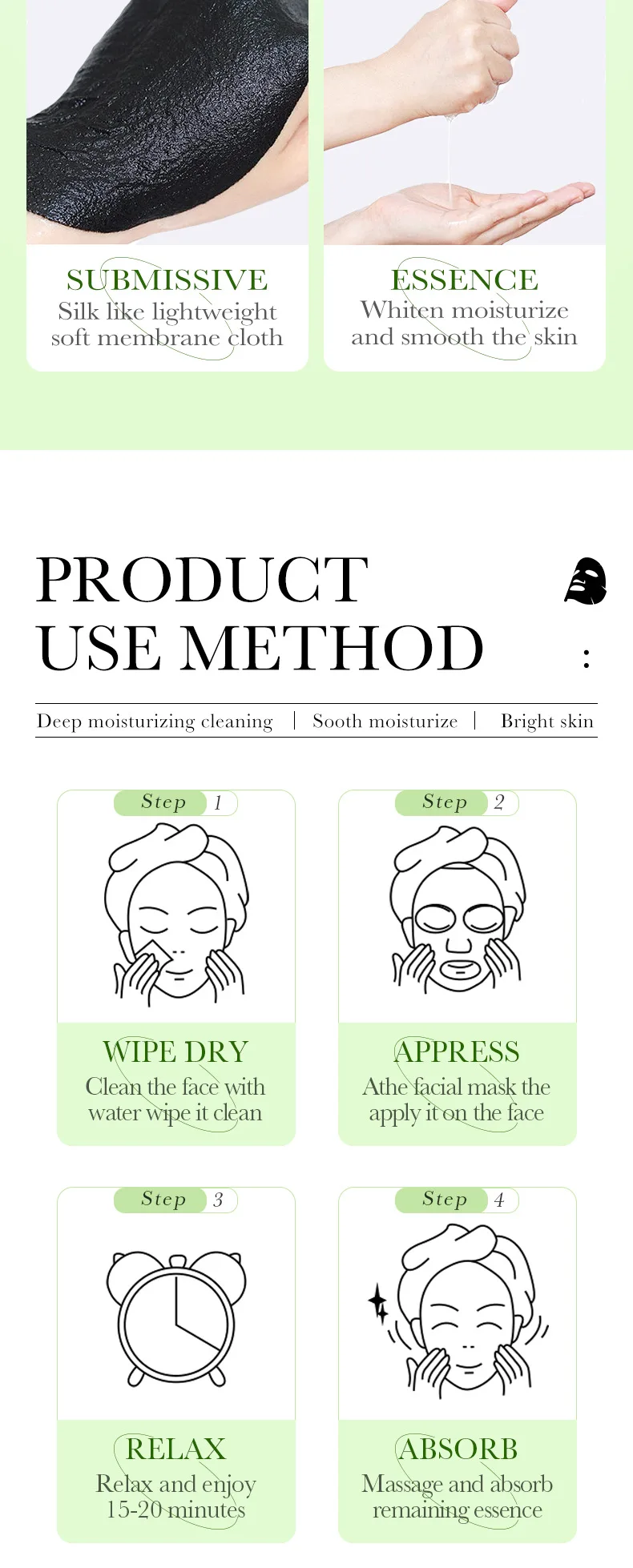 Nourishing Facial Sheet Mask Set Vitamin C Skincare for Face Collagen Charcoal Whitening Mask
