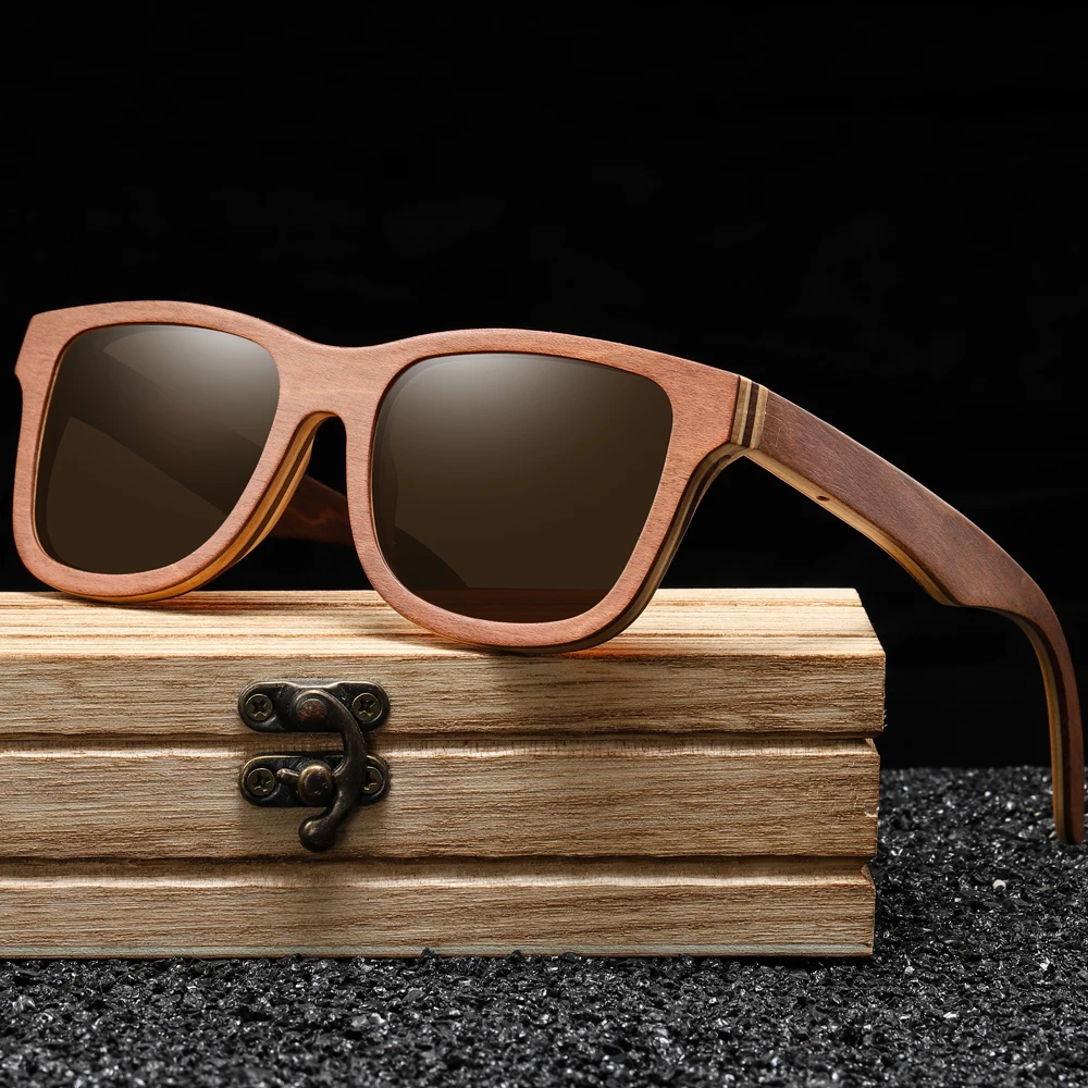 Natural Bamboo Sunglasses Polarized Brown Frame Wooden Oversize Eyewear Unisex 2 