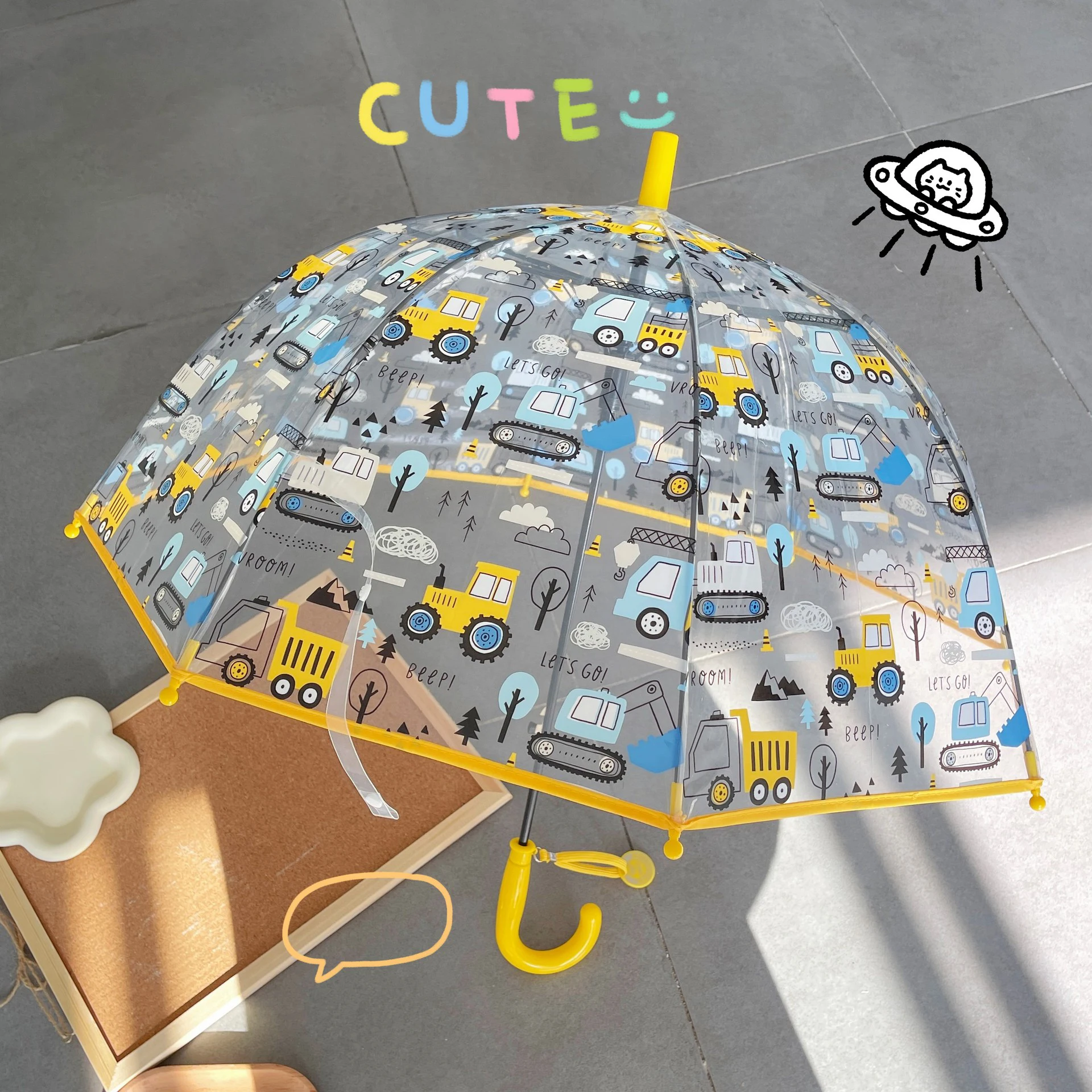 DD2731 ,Transparent Dome Safety Windproof Umbrella with Easy-Grip Hook Handle Kids Umbrella Clear Bubble Umbrellas for Rain