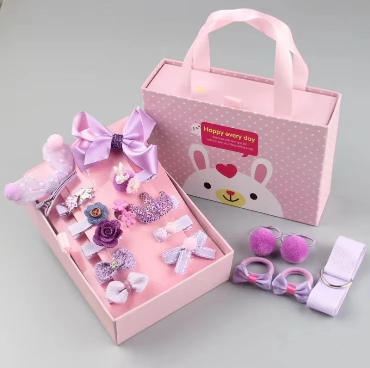 Wholesale HOT selling Korean lovely Princess Kids Hair Clips 18 pcs/sets with gift box packaging cute baby hair accessories