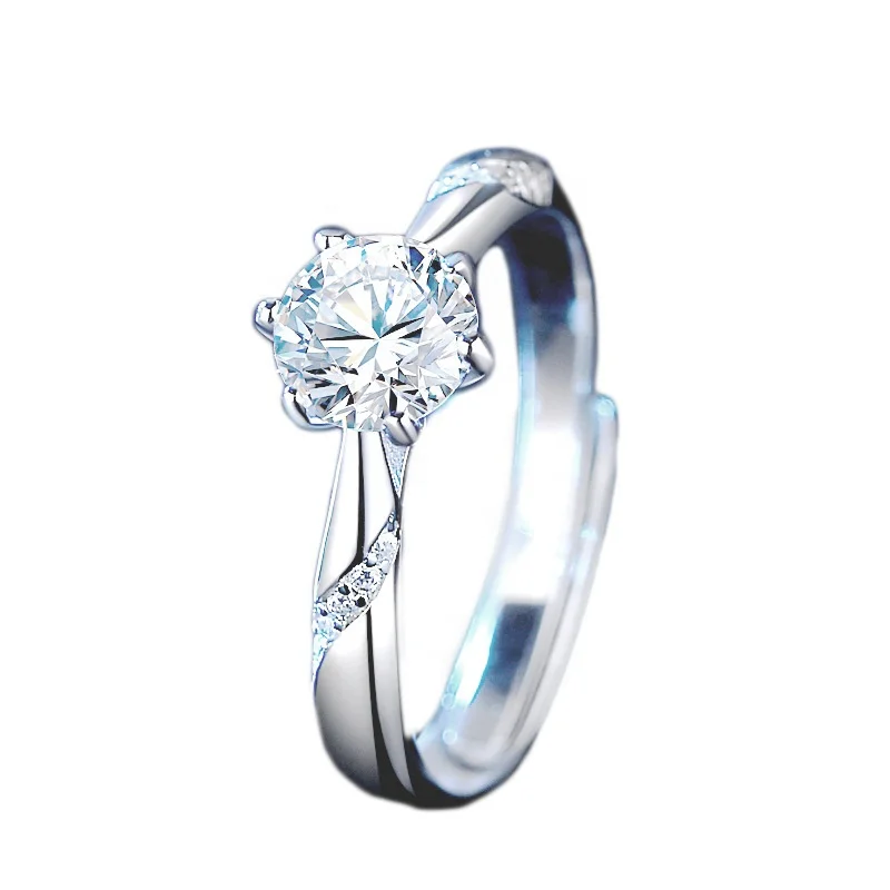 2 CT Simulated Moissanite S925 Sterling Silver Plated Engagement Ring 
