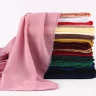 Plain Scarf Latest Design FENNYSUN 75*180 Long Lace Edges Bubble Plain Color Tissue Women Ciffron Scarve New Scarf