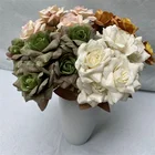 Wedding New Arrived Single Stem Silk 7 Flower Heads White Artificial Rose For Event Wedding Decoration